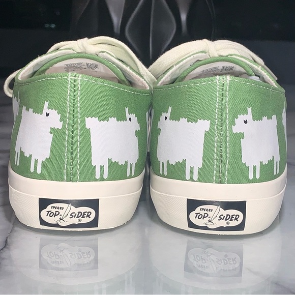 Sperry x Warm & Wonderful Men's 12 Green Black White Sheep Shoes New - Picture 4 of 9